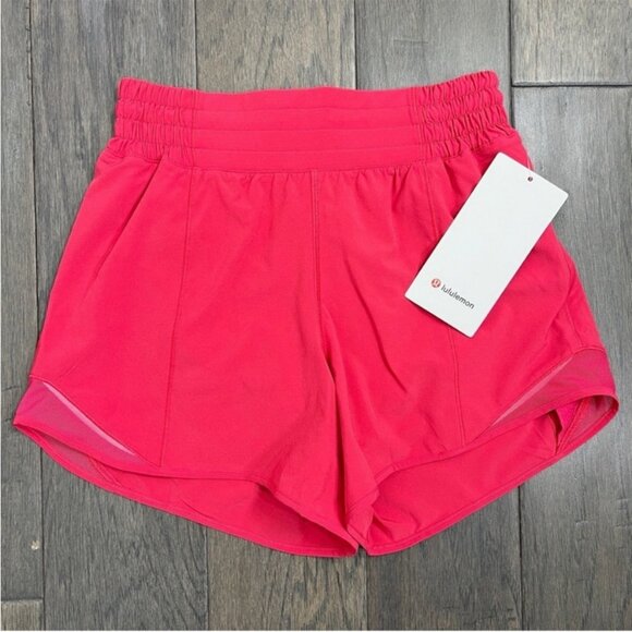Lululemon NWT Hotty Hot Short *High-Rise Long 4" Cherry Mist - Picture 1 of 7
